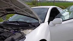 Teen Babe Gives Blowjob To Stranger Who Fixed Her Car On Highway