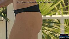 Perky big tits blonde model from europe performs solo striptease