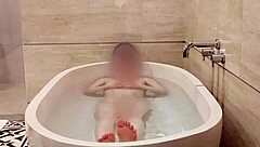 bathing japanese college student in cute asian style