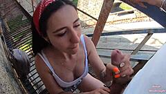 Pawg Teen 18+ Loves Risky Fuck With Neighbors In Outdoor Blowjob And Moaning