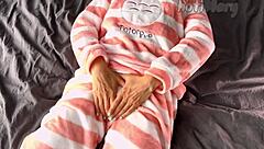 Hey guys, check out this petite teen in pajamas masturbating her wet pussy to orgasm! 😍