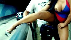 She shows off and fucks in the tunnel.