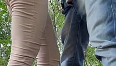 Weekend Fucking The Neighbor In The Woods Outdoors! Latina Brunette With Small Waist Screams In Pleasure!