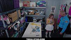 teenlifter cute big ass blonde teen caught shoplifting gets strip searched and fucked by big cock mall cop after deal aria banks london ford