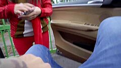 public agent santa helper gives blowjob