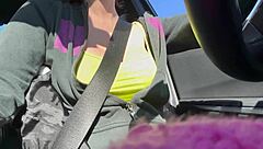 Italian Milf Flashes In Car
