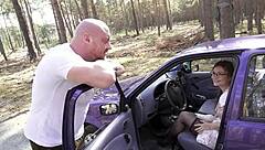 Watch Emily get fucked by a stranger at the car break!