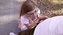 Watch Emily get fucked by a stranger at the car break!