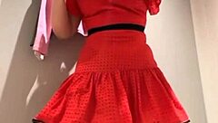 Young woman performs extreme anal fingering outdoors on webcam.