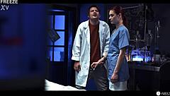 Mad scientist experiments with freezing, sexy lab partner