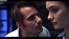 Mad scientist experiments with freezing, sexy lab partner