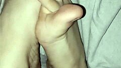 gretala shows her bare natural feet without polish in fetish scene