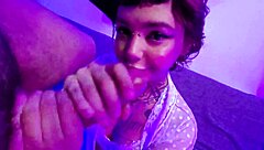 Alternative teen gets fucked and receives a warm finish