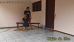 Two very hot girls fucking with a friend, not knowing about each other