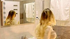 Hot shaved girl with big tits arrives for casting but gets porn shooting in bathroom