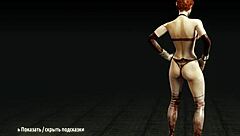 In Metro Last Light, redhead whore undresses revealing big tits in striptease