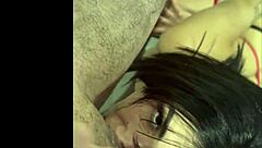 Beautiful latina throated until puking with rimming and cum in mouth