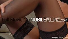 high stockings girl in shy teen pose with blonde pornstar