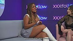 Latina milf carla morelli rides monster cock wildly in interview.