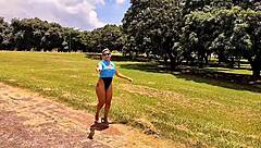 Showing off in public with Luna Oliveira and Vagninho