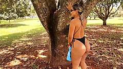 Showing off in public with Luna Oliveira and Vagninho