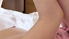 Pink micro mini on Japanese student looks so hot! 😍