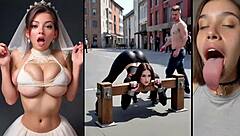 Beauty received a white moustache from an artificial intelligence, body worship style