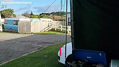 Kiwi MILF pisses outdoors at campground.