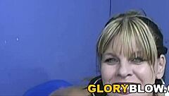 busty cougar anjelica sucks big black cock at gloryhole