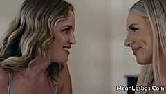 Hot busty blonde seduces teen for wet pussy fuck