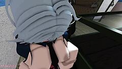 woman sees saleswoman riding bbc in store, joins for groping and fucking