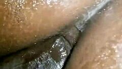 Slut takes big black cock anal creampie calmly