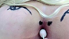 Pink ass sucking lollipop in sheer and red outfit