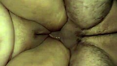 Man, eating my stepmother's pussy on all fours feels so good while pounding her hard with my cock until she moans.