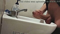 Resting Balls On Sink For Huge Cumshot