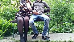 stepmom with big natural tits lend a helping hand in public