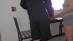 My naughty stepdaughter sat on my lap during dinner. She started grinding – what a tease!