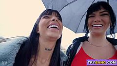 Athenea Rose does public anal in rain