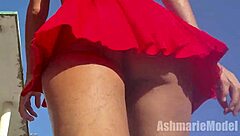 Can You Spot The Hairy Pussy Flashing Under That Miniskirt On The Street?