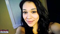 Skinny Brunette Coed Sabrina Sucks Cock And Swallows Cumshot In POV