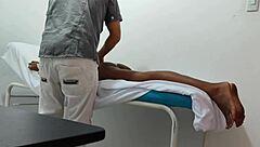 The doctor gives special attention and sensual massage to his female patient