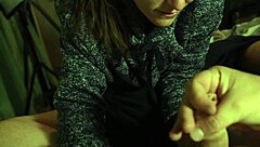 Blue-Eyed Brunette Takes Huge Cum Mouthful On Bed!