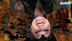 Hot Amateur Teen 18+ In Bat Costume Masturbates Upside Down To Epic Orgasm