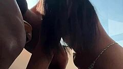 cute girl sucking monster cock for first time