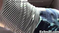 Petite beauty easily takes a big dick in her mouth and holes