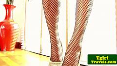 Ladyboy Ning In Corset Shows Tight Ass With Anal Finger