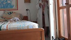 On the beach, I record my stepmother getting dressed after fucking. She looks so sexy in her panties.