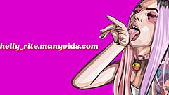 tattooed girl uses dildo for tight anal solo.