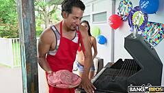 Gianna Dior surprises her stepdad naked and ready to suck his dick.