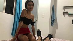 Sexy stepsister catches me masturbating and offers help.
